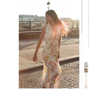 LONG FLORAL PRINT DRESS Size L NEW WITH TAG!